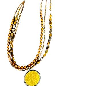 Silpada layered bead, brass-like necklace